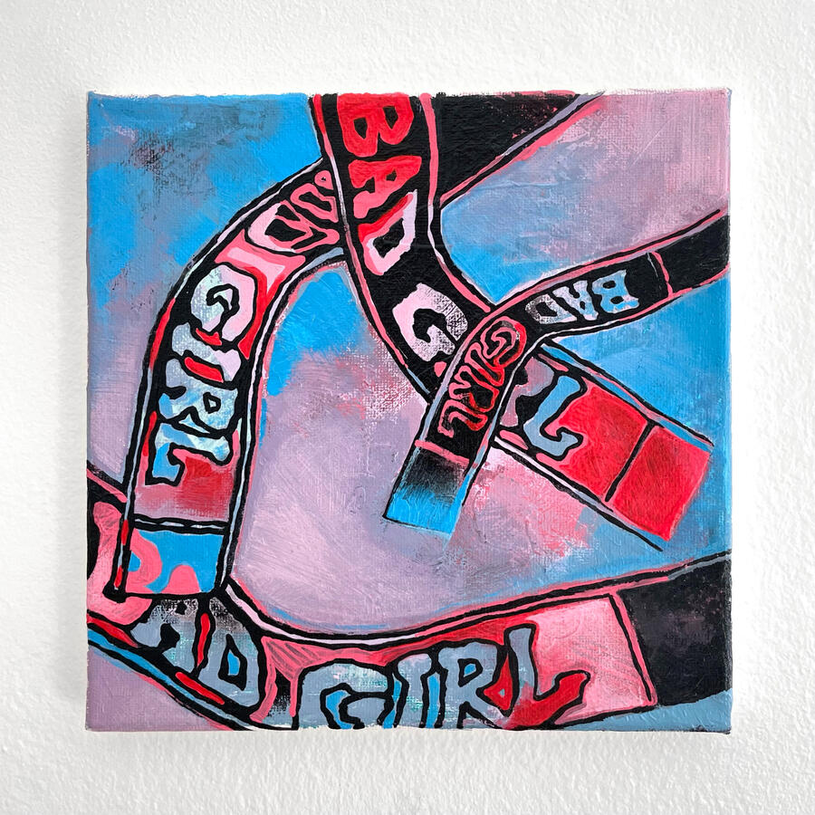 "Bad Girl" Acrylic on canvas. 8 x 8 inches. 2021.