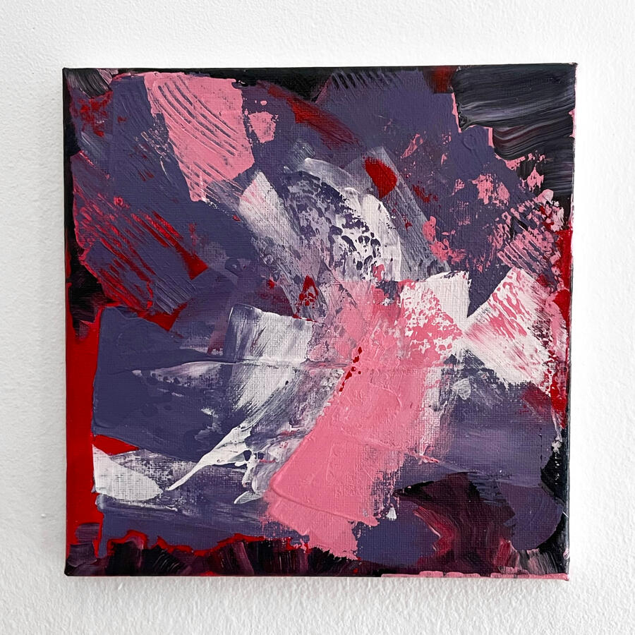 "Silicon(n)e" Acrylic on canvas. 8 x 8 inches. 2022.
