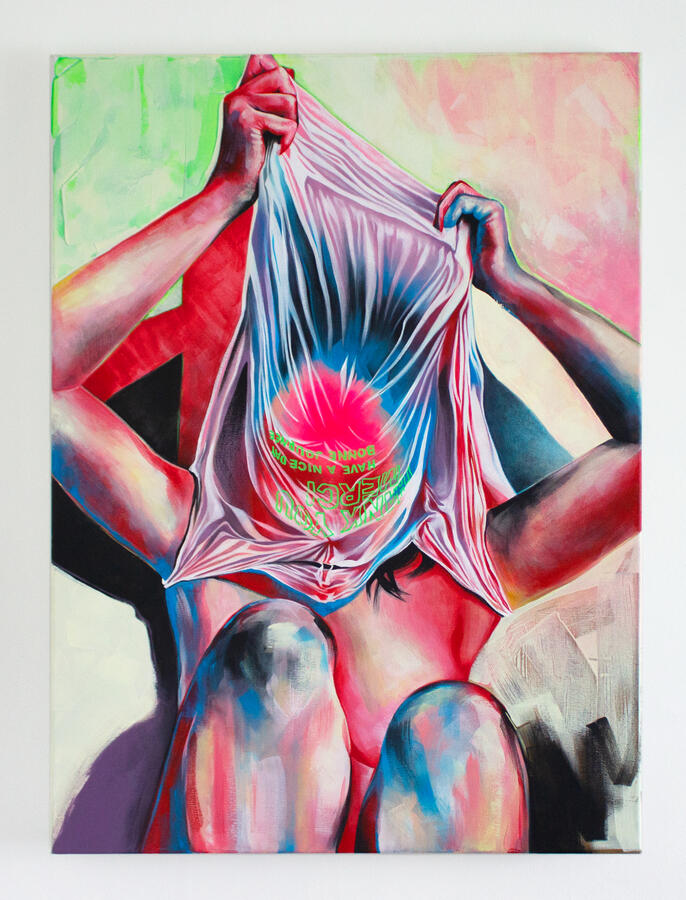 &quot;C₂H₄&quot; Acrylic on canvas. 30 x 22 inches. 2022.