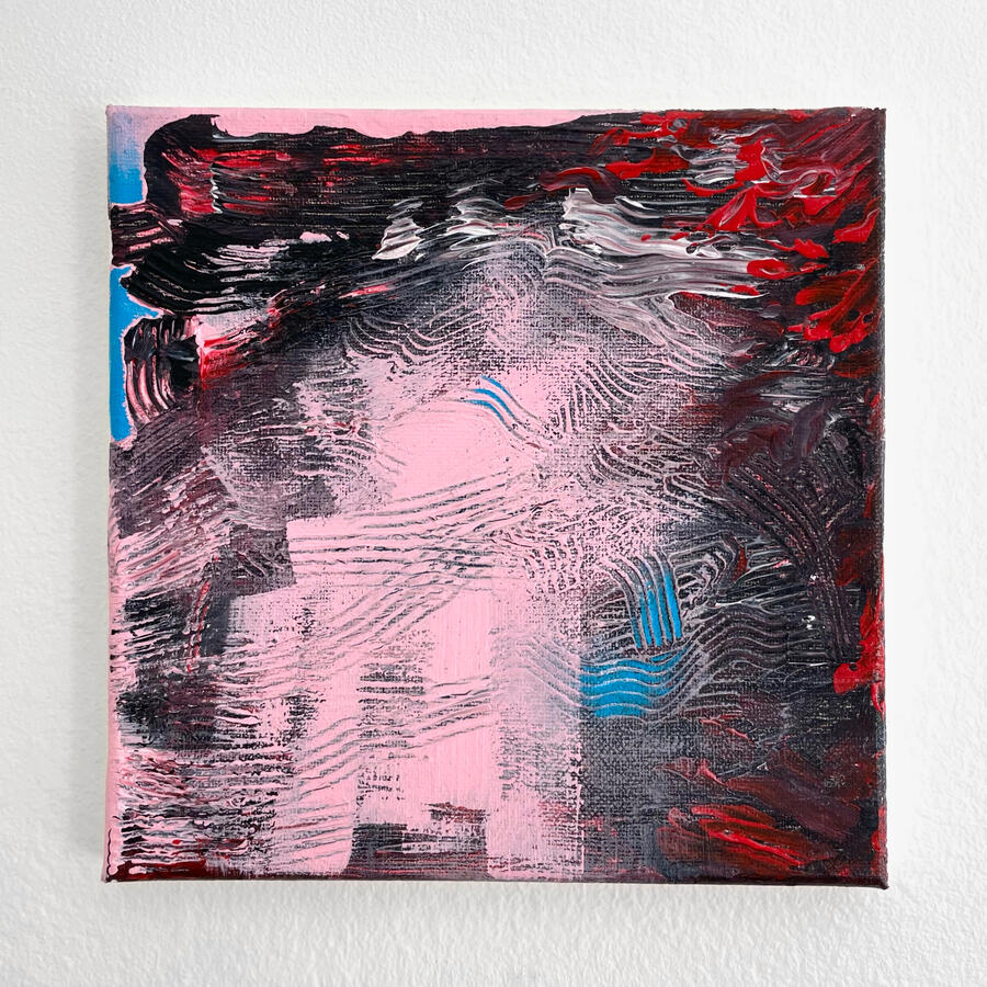 "Softgore" Acrylic on canvas. 8 x 8 inches. 2021.