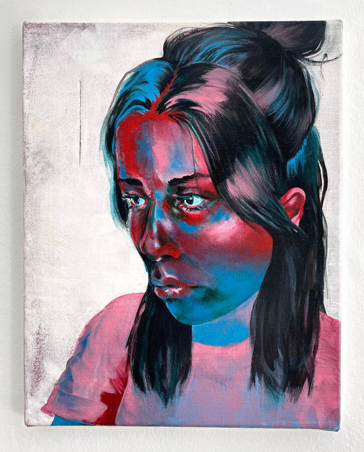 &quot;Selfish Mode&quot; Acrylic on canvas. 14 x 11 inches. 2021.