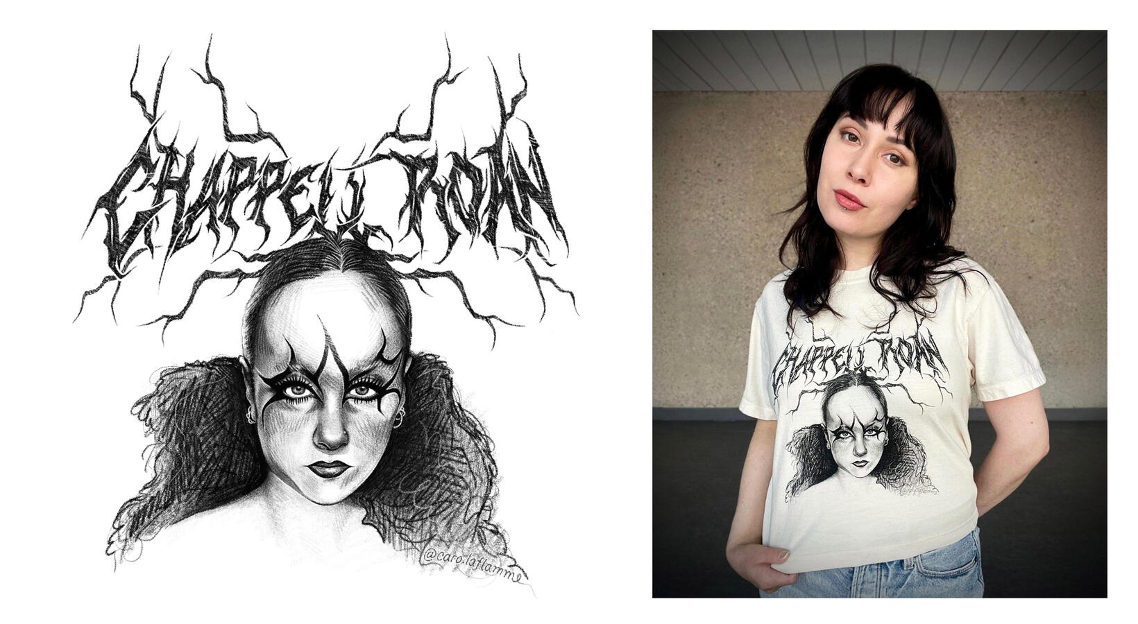 "Chappell Roan" t-shirt design. Digital drawing. 2025.